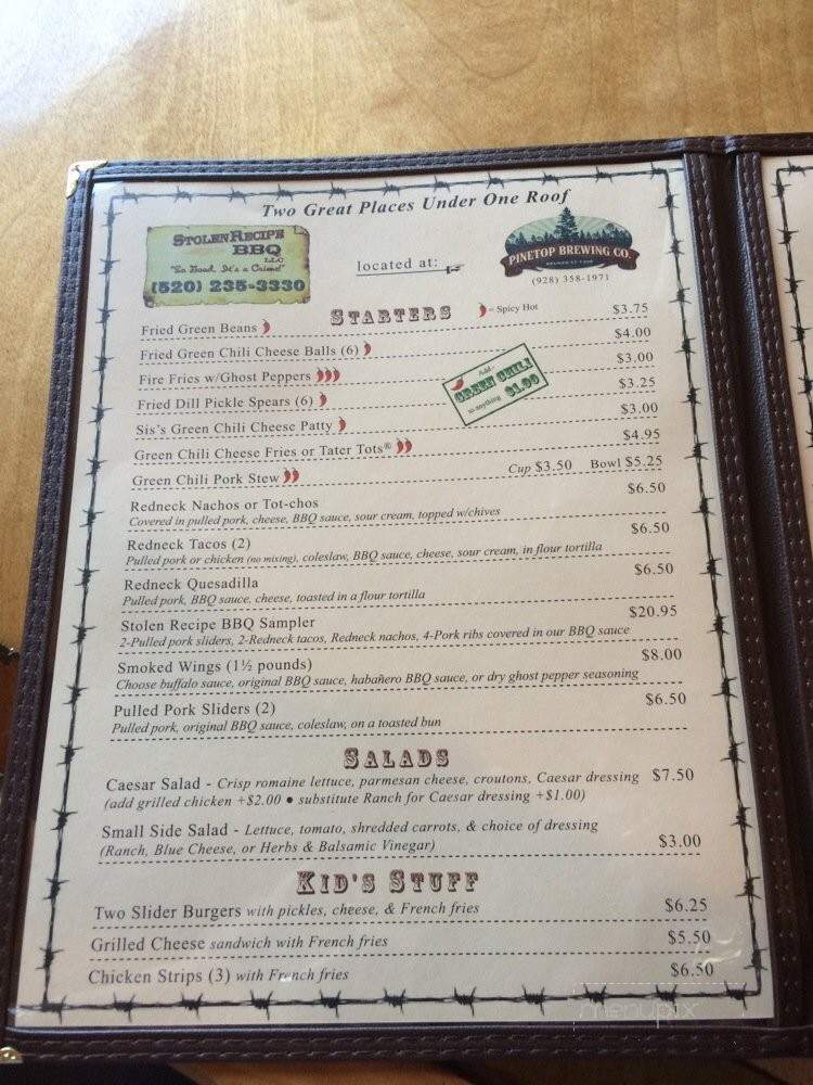 Stolen Recipe BBQ - Lakeside, AZ menu_pic