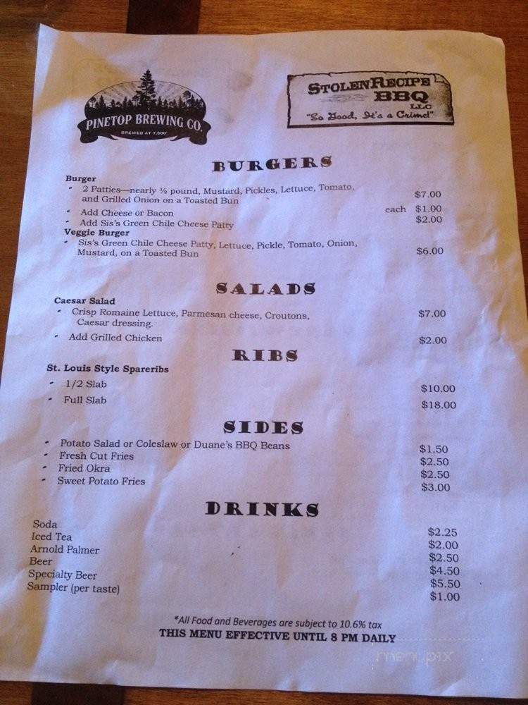 Stolen Recipe BBQ - Lakeside, AZ menu_pic