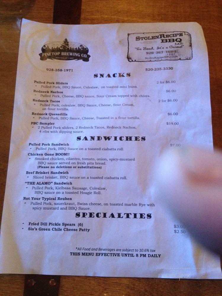 Stolen Recipe BBQ - Lakeside, AZ menu_pic