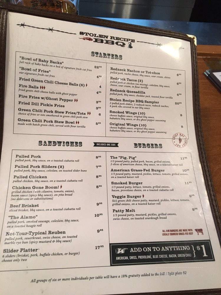 Stolen Recipe BBQ - Lakeside, AZ menu_pic