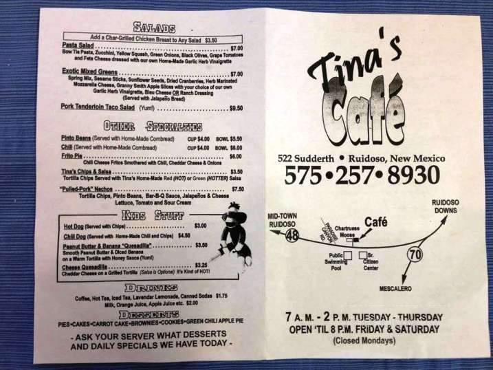 Tina's Cafe - Ruidoso, NM menu_pic