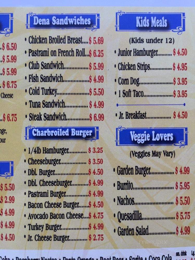 Dena Burgers - Pasadena, CA menu_pic