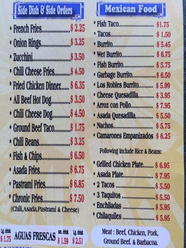 Dena Burgers - Pasadena, CA menu_pic