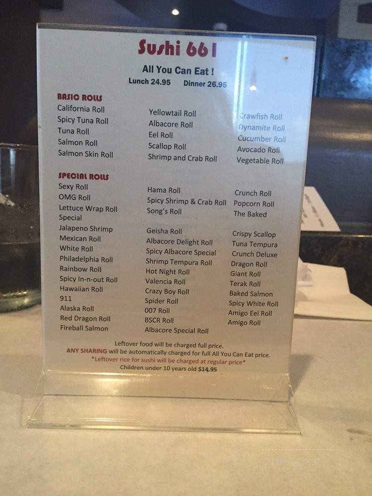Sushi 661 - Santa Clarita, CA menu_pic