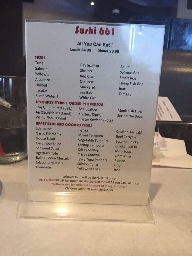 Sushi 661 - Santa Clarita, CA menu_pic