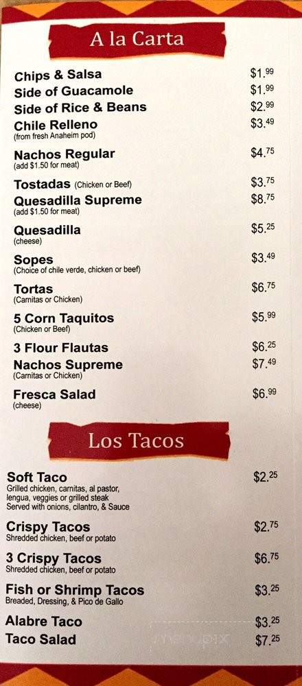 Cinco De Mayo Restaurant - San Luis Obispo, CA menu_pic