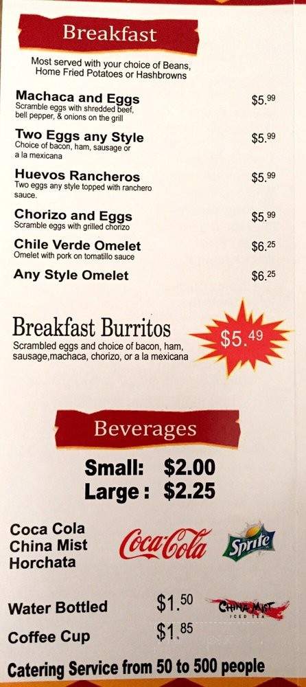 Cinco De Mayo Restaurant - San Luis Obispo, CA menu_pic