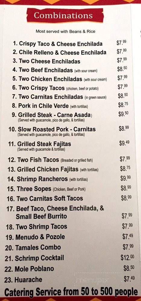 Cinco De Mayo Restaurant - San Luis Obispo, CA menu_pic