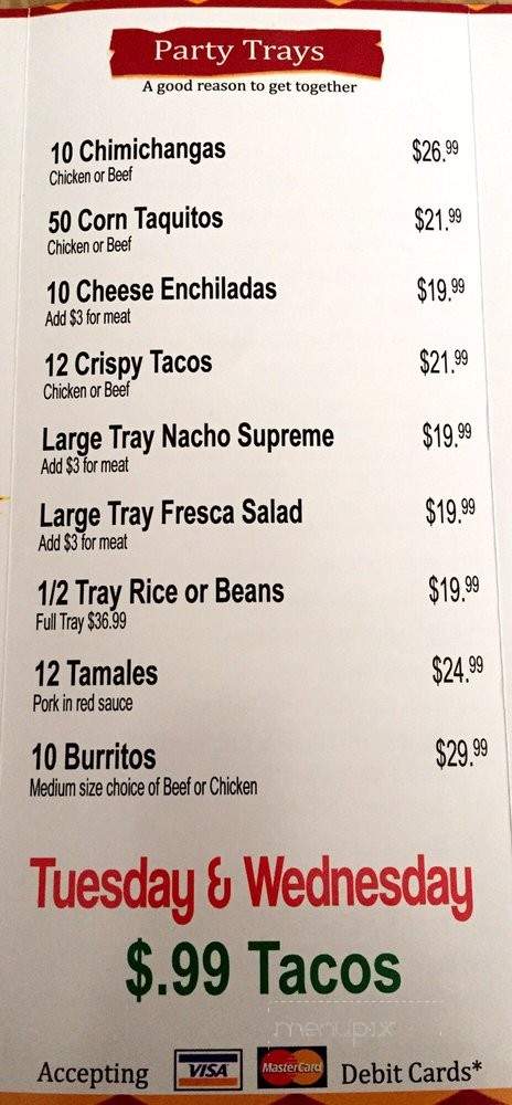 Cinco De Mayo Restaurant - San Luis Obispo, CA menu_pic