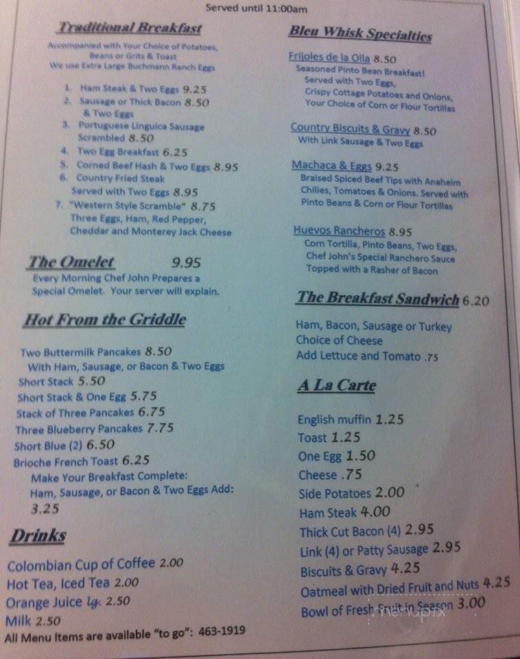 Bleu Whisk Diner - Lemon Grove, CA menu_pic