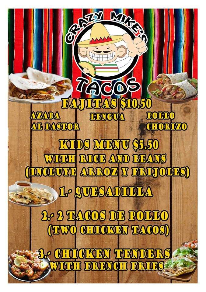 Crazy Mike's Tacos - West Covina, CA menu_pic