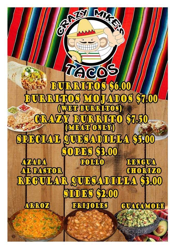 Crazy Mike's Tacos - West Covina, CA menu_pic