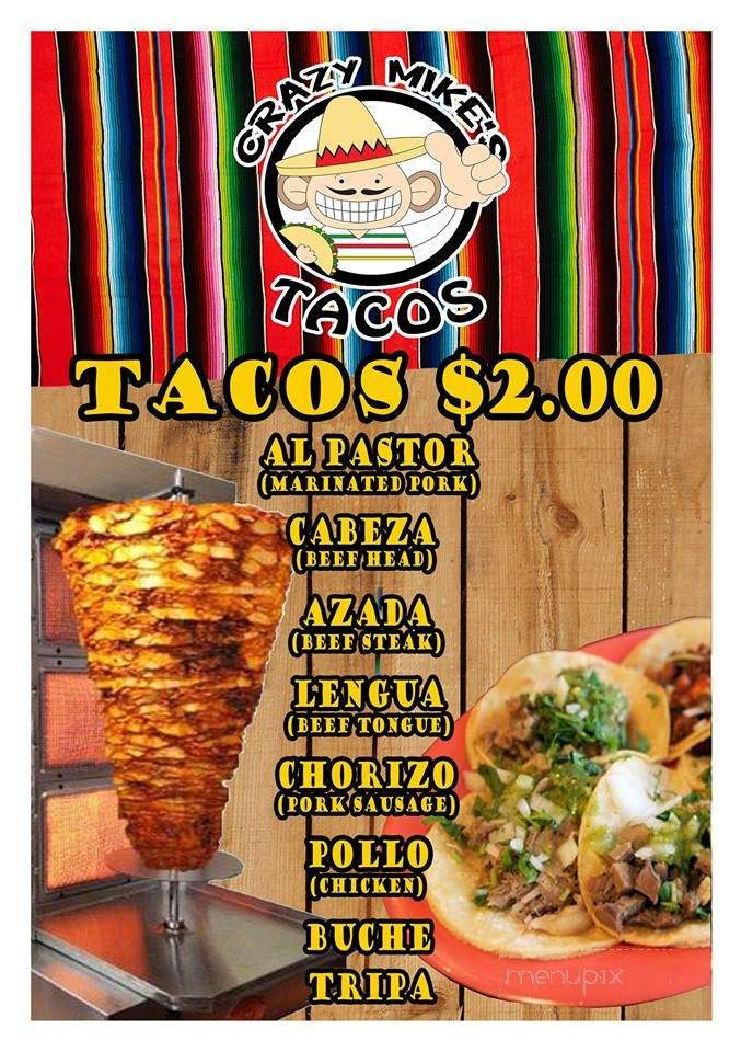 Crazy Mike's Tacos - West Covina, CA menu_pic