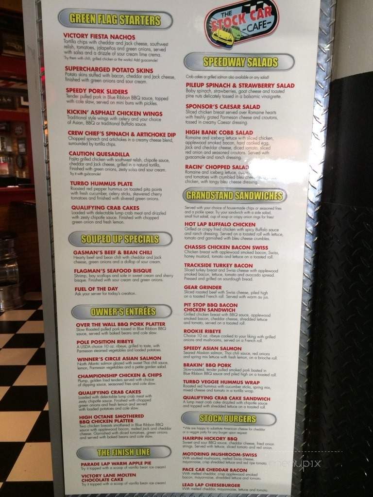 Stock Car Cafe - Charlotte, NC menu_pic