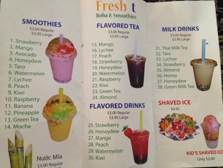 Fresh T Boba & Smoothies - Reseda, CA menu_pic