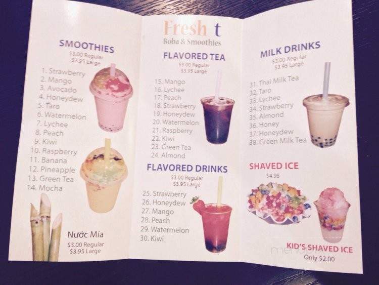 Fresh T Boba & Smoothies - Reseda, CA menu_pic