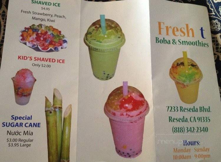 Fresh T Boba & Smoothies - Reseda, CA menu_pic