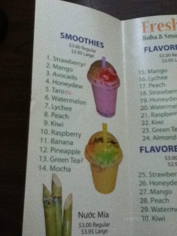 Fresh T Boba & Smoothies - Reseda, CA menu_pic
