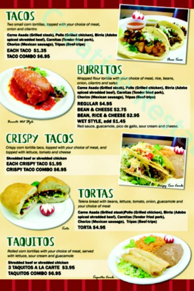 Menu of Senor Tacos in Norco, CA 92860