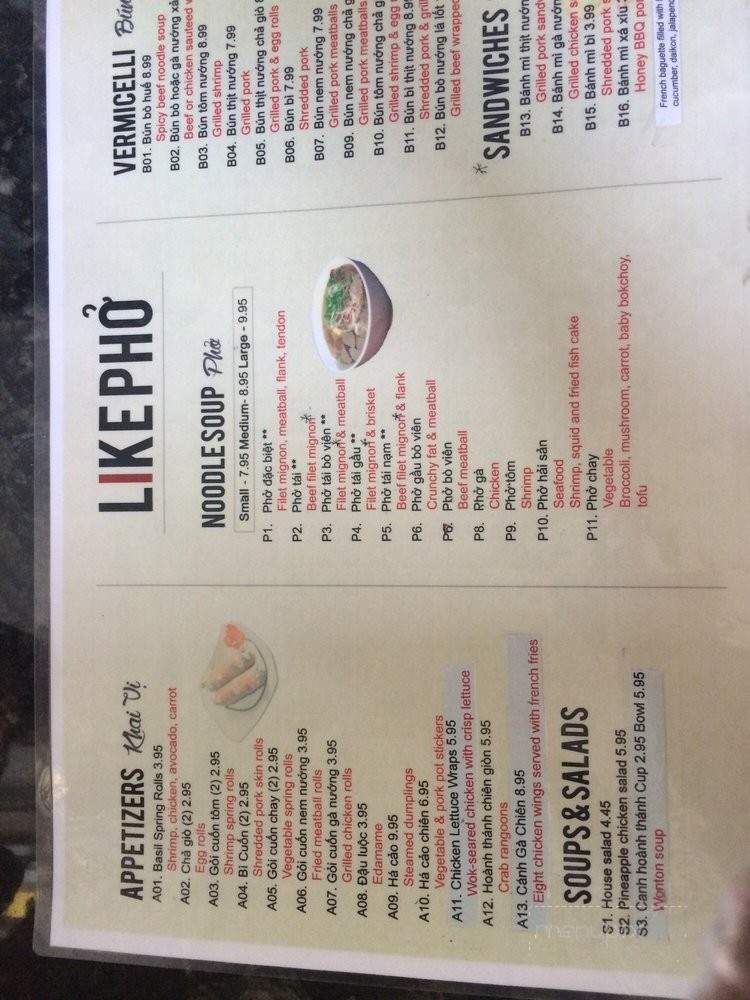 Like Pho - Grayson, GA menu_pic