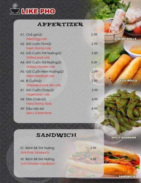 Like Pho - Grayson, GA menu_pic