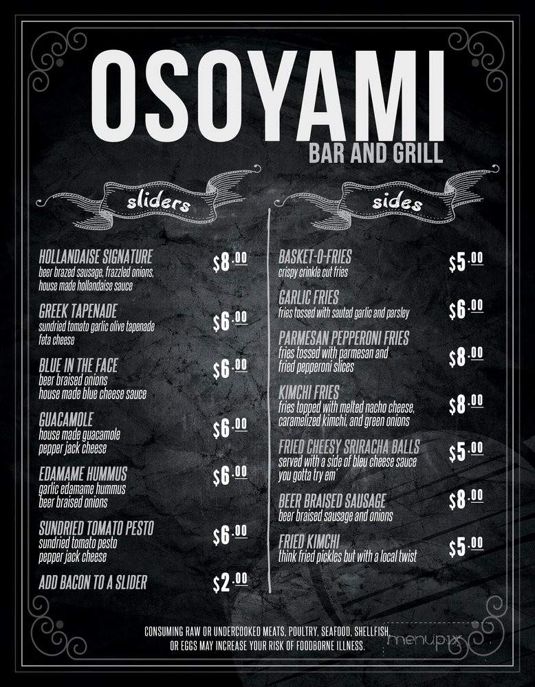 Osoyami Bar And Grill - Honolulu, HI menu_pic
