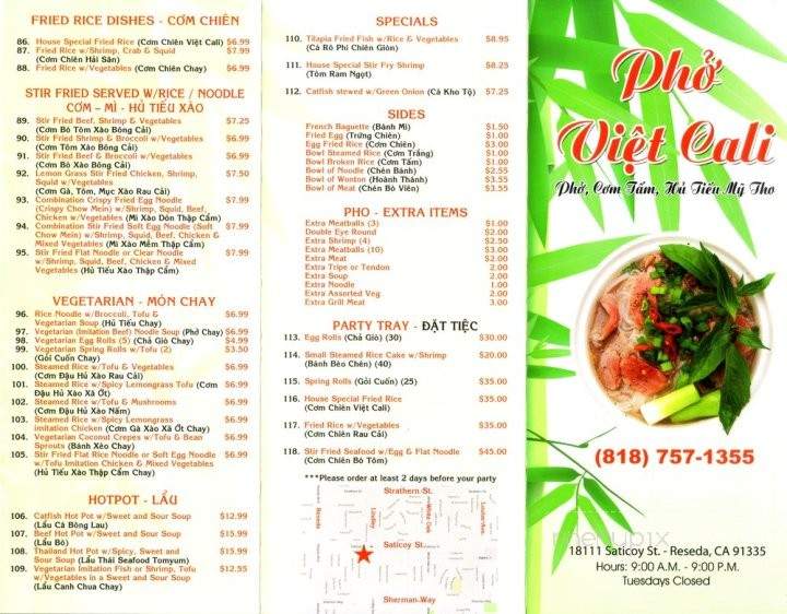 Pho Viet Cali - Los Angeles, CA menu_pic