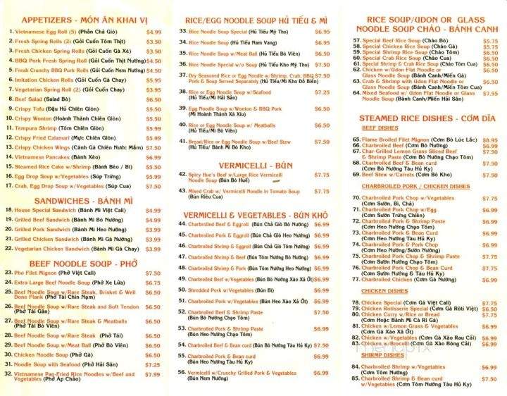 Pho Viet Cali - Los Angeles, CA menu_pic