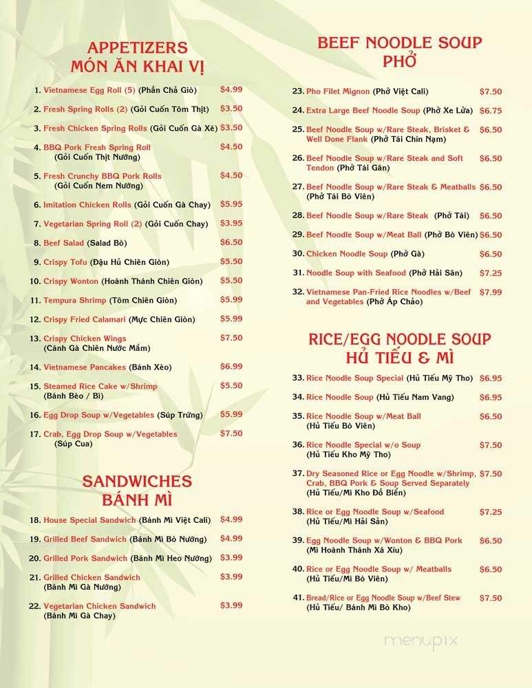 Pho Viet Cali - Los Angeles, CA menu_pic
