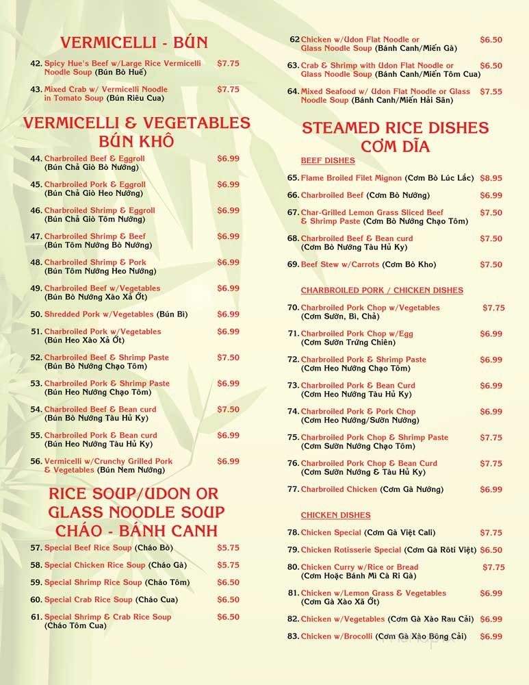 Pho Viet Cali - Los Angeles, CA menu_pic
