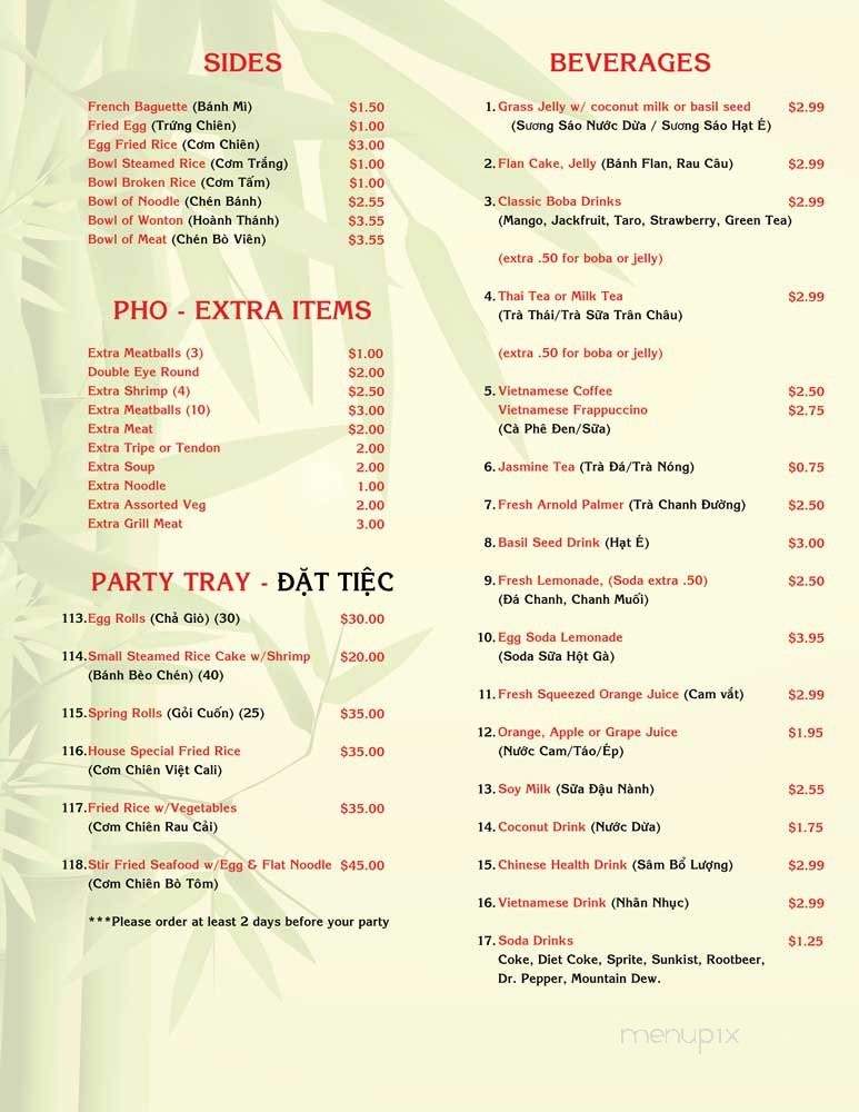 Pho Viet Cali - Los Angeles, CA menu_pic