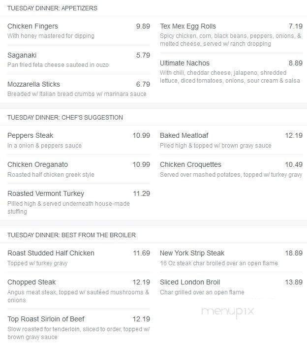The Legacy Diner - Audubon, NJ menu_pic