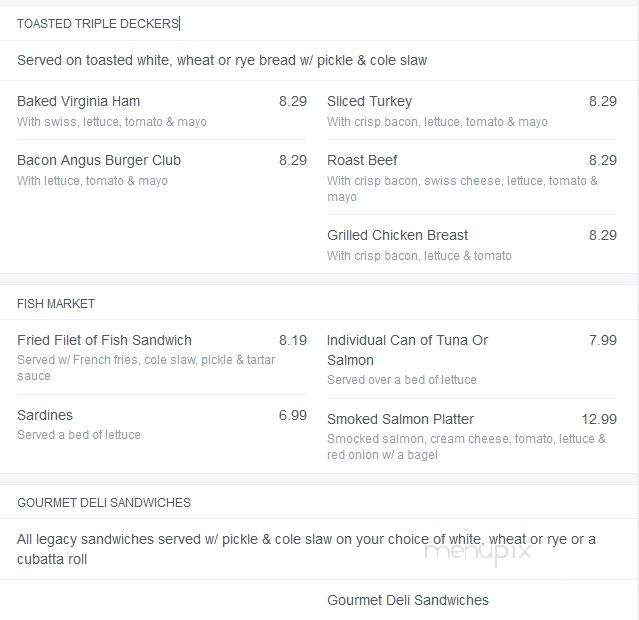 The Legacy Diner - Audubon, NJ menu_pic
