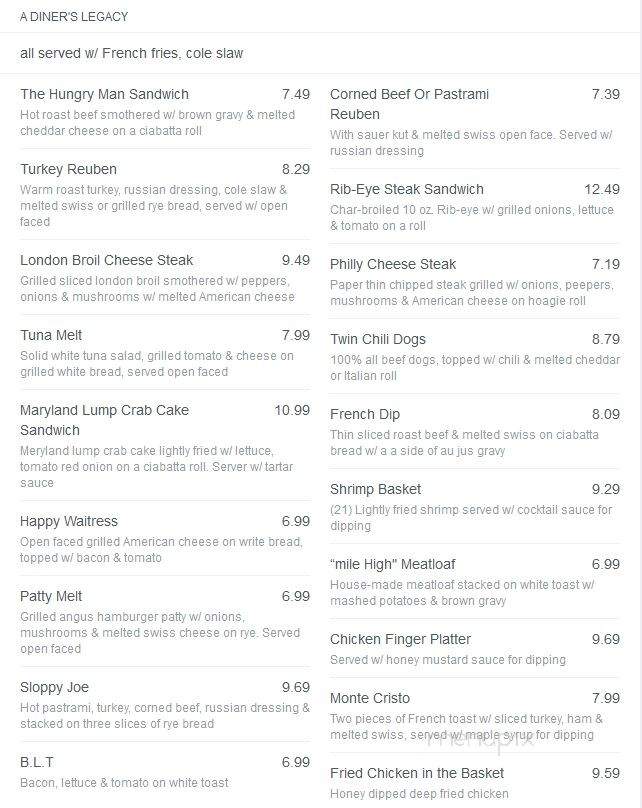 The Legacy Diner - Audubon, NJ menu_pic
