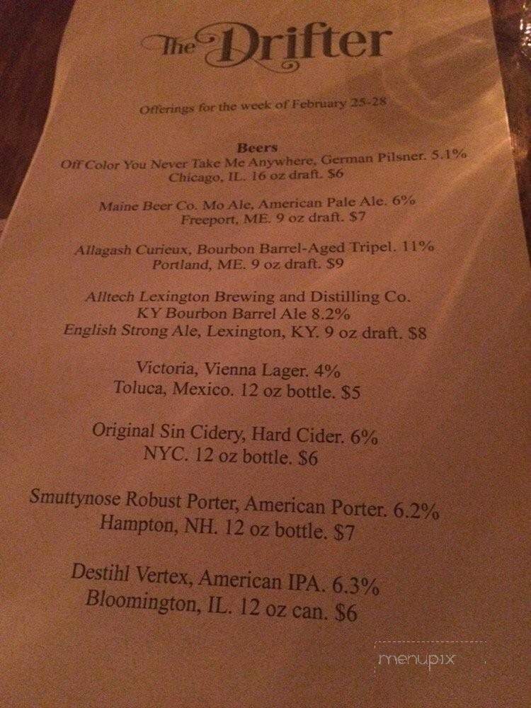 The Drifter Chicago - Chicago, IL menu_pic