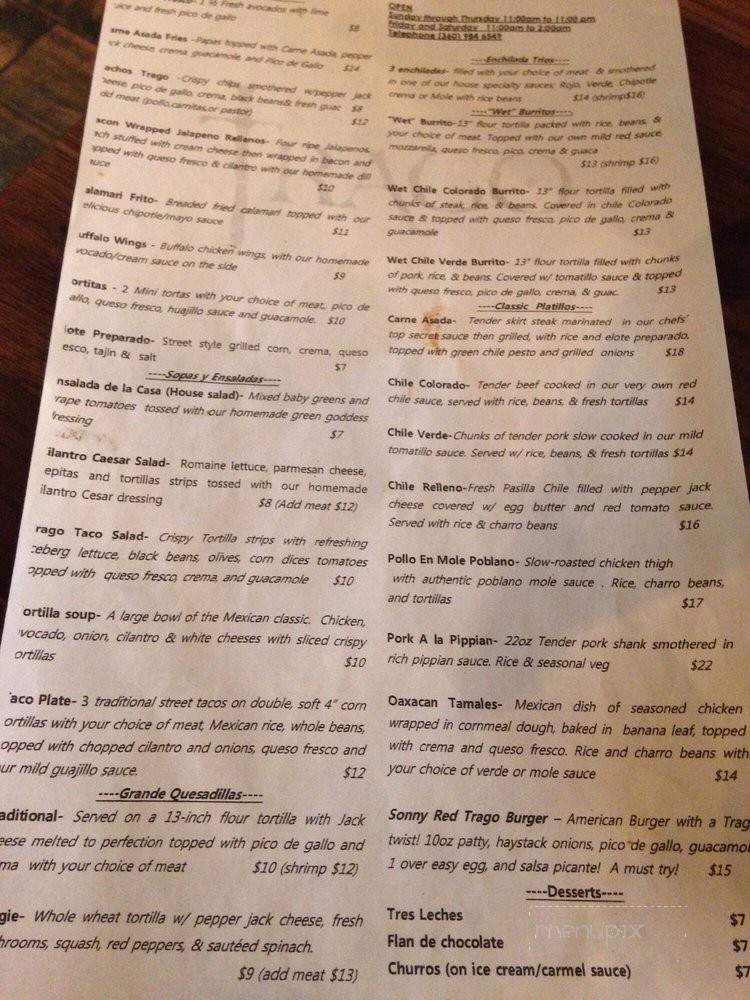 Trago Mexican Kitchen - Vancouver, WA menu_pic