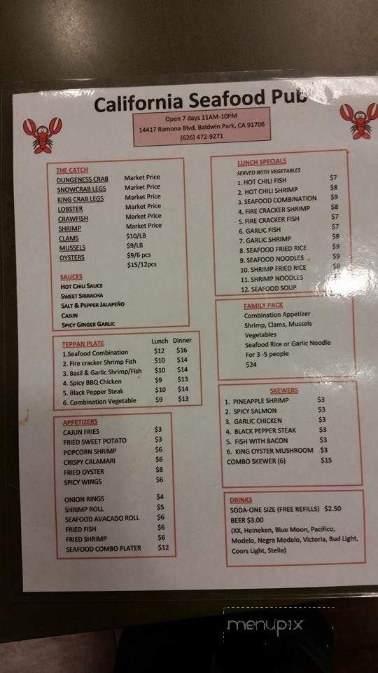 California Seafood Pub - Baldwin Park, CA menu_pic