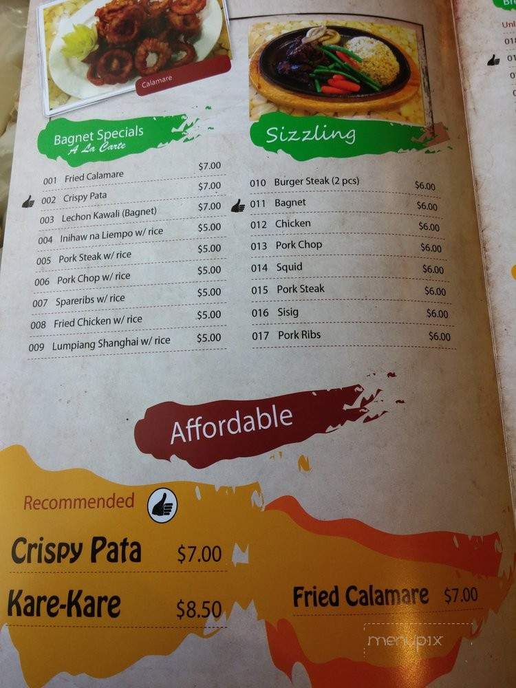 Filipino Bagnet Glendale Restaurant & Bakery - Glendale, CA menu_pic