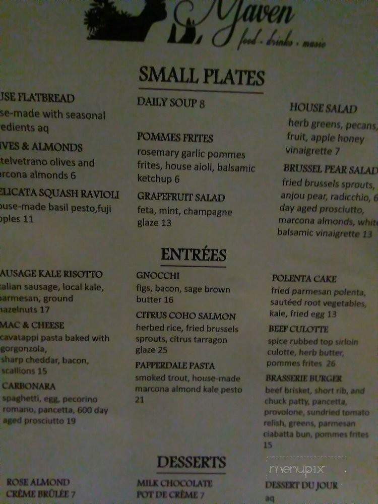 Maven - Salem, OR menu_pic