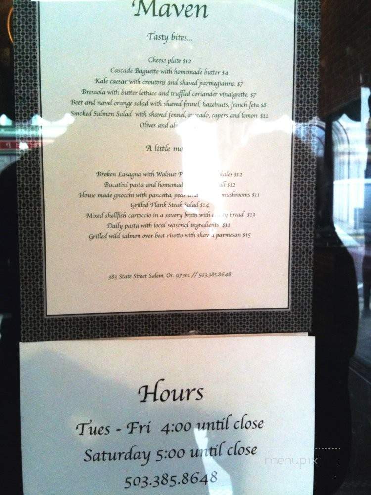 Maven - Salem, OR menu_pic