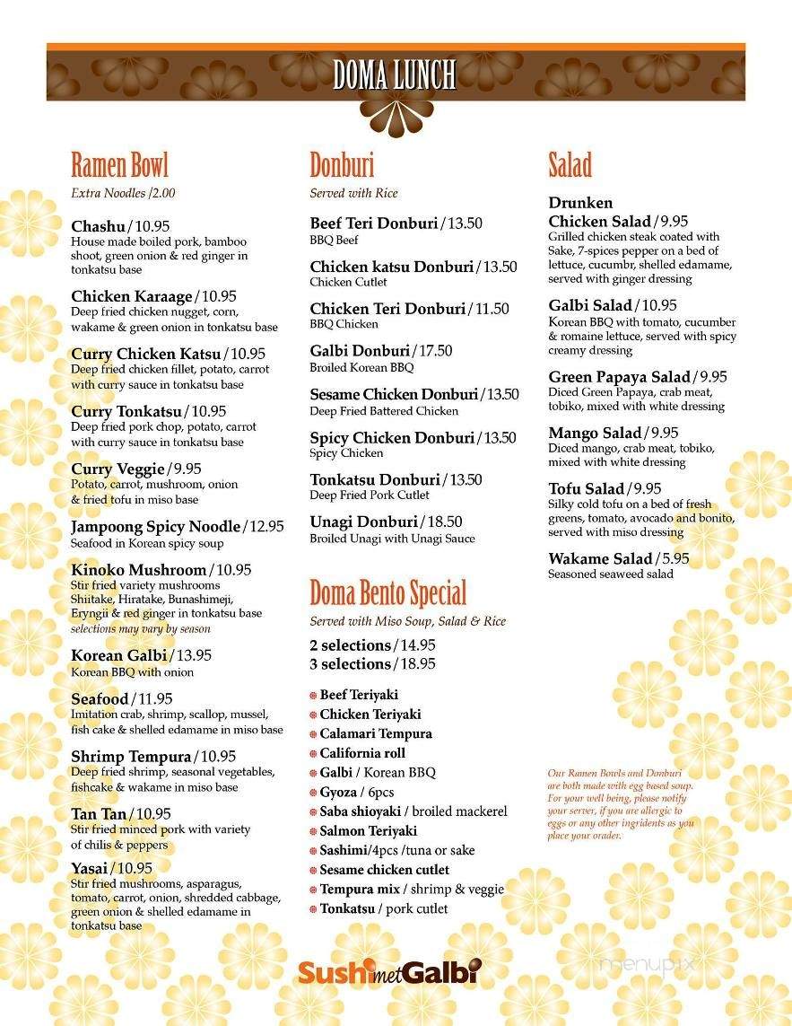 /250206925/Doma-Sushi-Met-Galbi-Menu-Tahoe-City-CA - Tahoe City, CA