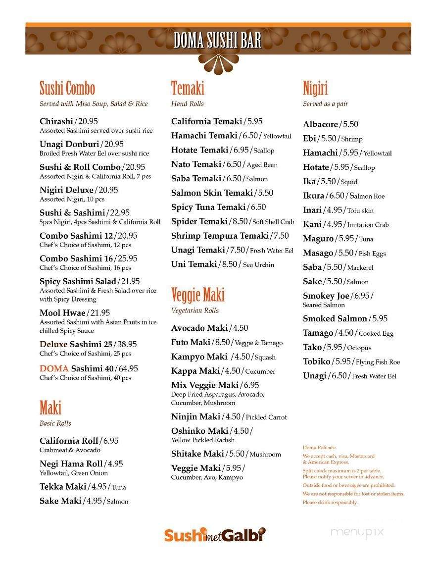 /250206925/Doma-Sushi-Met-Galbi-Menu-Tahoe-City-CA - Tahoe City, CA