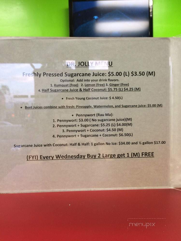 Dr. Jolly Sugarcane Juice - Rosemead, CA menu_pic