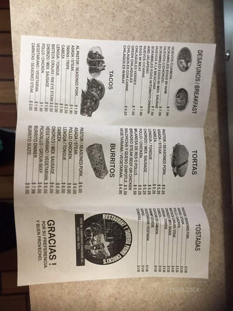 Primo Chucki's - Chicago, IL menu_pic