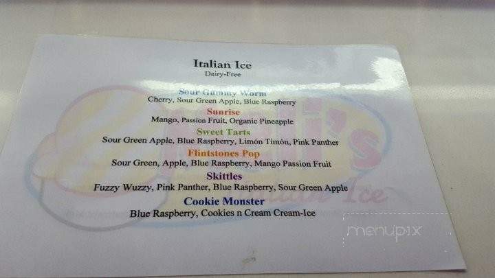 Meli's Italian Ice - Los Angeles, CA menu_pic