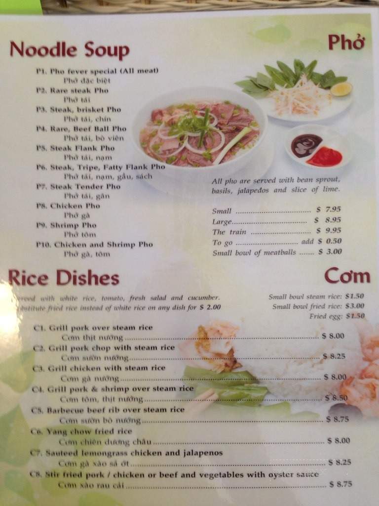 Pho's Fever - Jacksonville, FL menu_pic