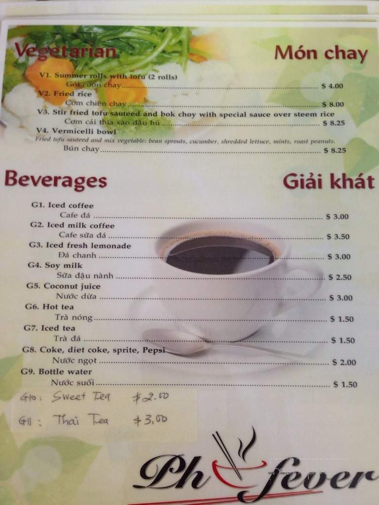 Pho's Fever - Jacksonville, FL menu_pic
