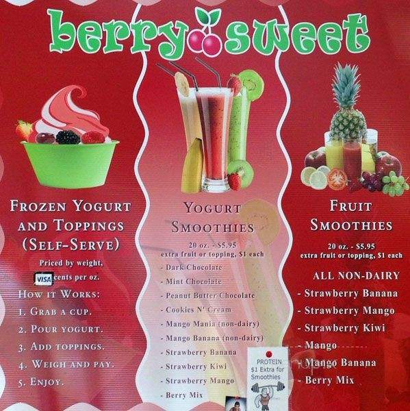 Berry Sweet Frozen Yogurt - Philadelphia, PA menu_pic