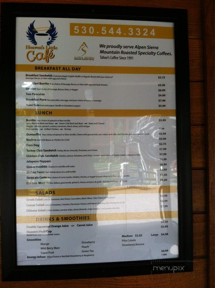 Heaven's Little Cafe - South Lake Tahoe, CA menu_pic