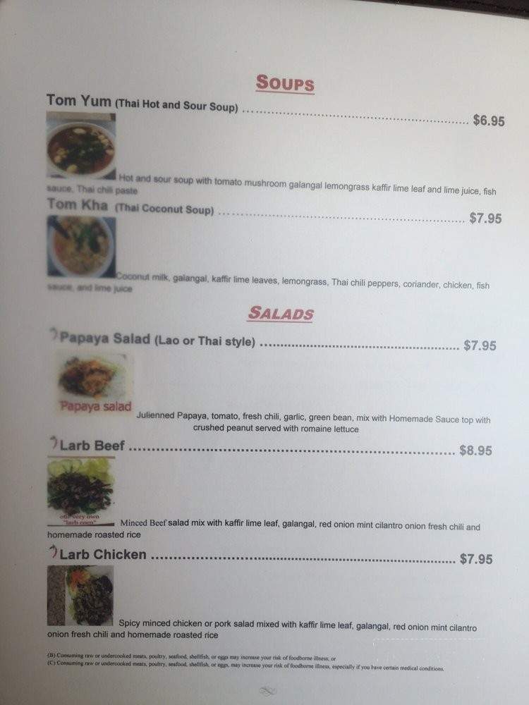 Lao-Thai Cafe - Sacramento, CA menu_pic